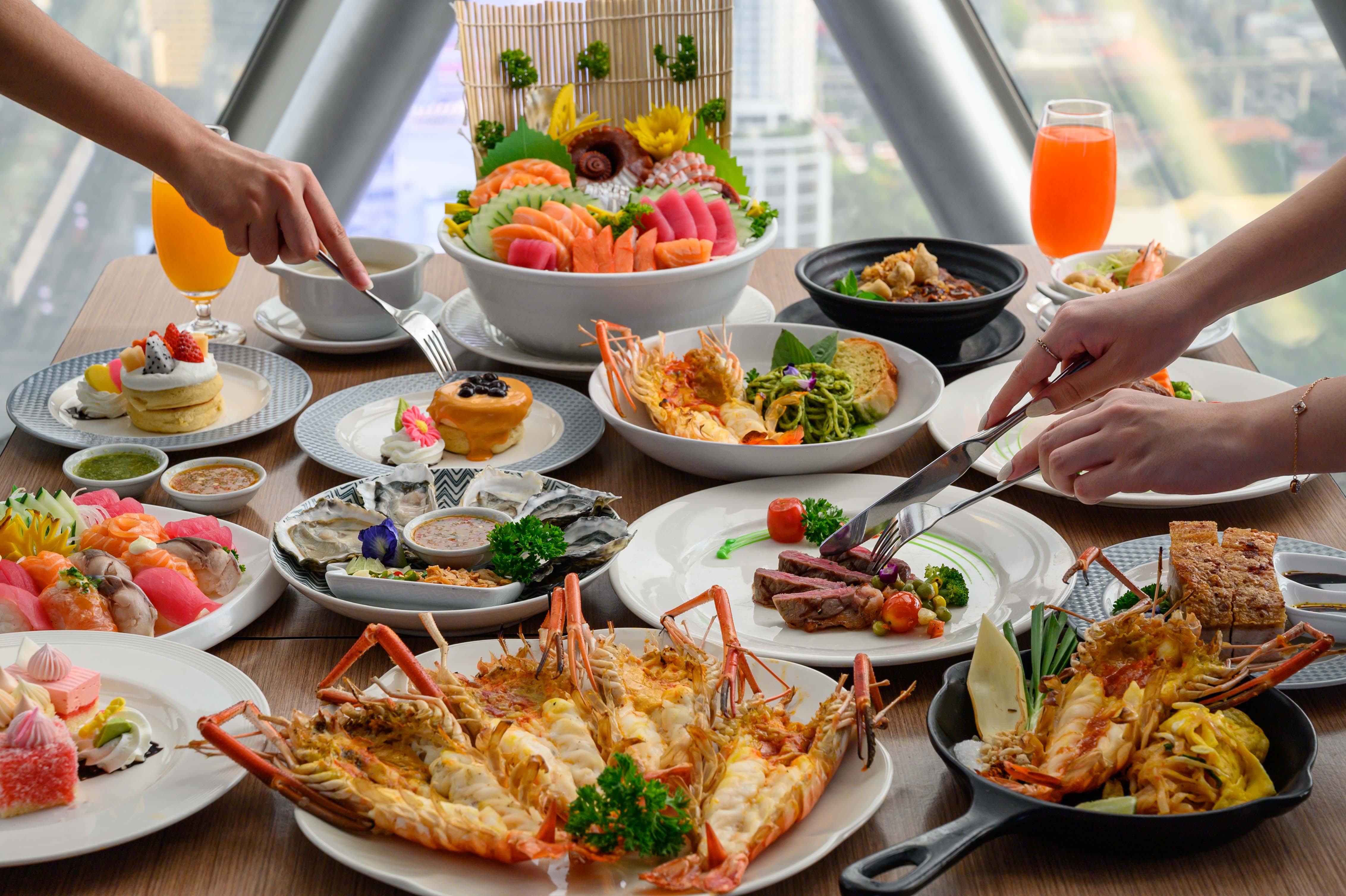 ห้องอาหารแบงค็อก บัลโคนี โรงแรมใบหยก สกาย (อินดอร์โซน)  81st floor (Everyday) Premium Buffet (Indoor Zone) - Dinner