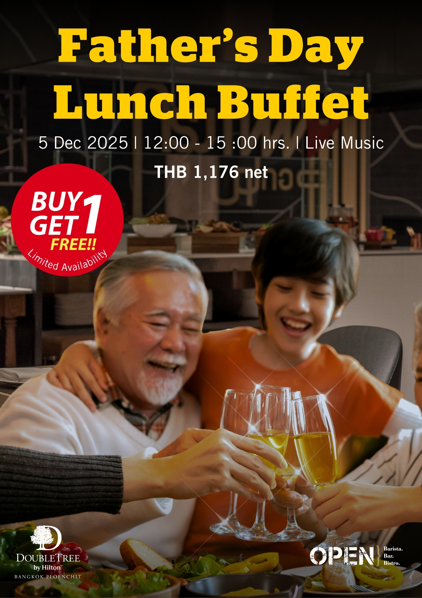 OPEN at DoubleTree by Hilton Bangkok Ploenchit Weekday Lunch Break Buffet - Inc. 1 mocktail