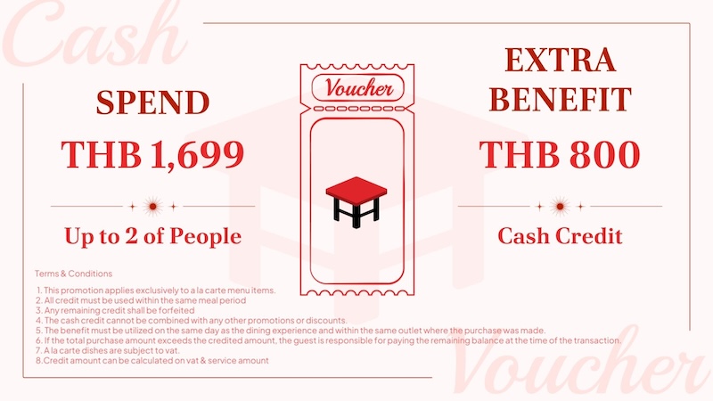 Siam Yacht Club Royal Orchid Sheraton Riverside Spend 1,699 Baht and get Extra Credit 800 baht for 2 People