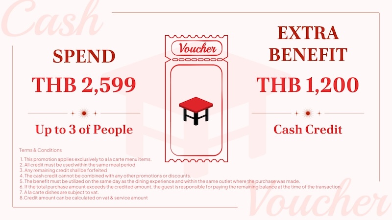 Siam Yacht Club Royal Orchid Sheraton Riverside Spend 2,599 Baht and get Extra Credit 1,200 baht for 3 People