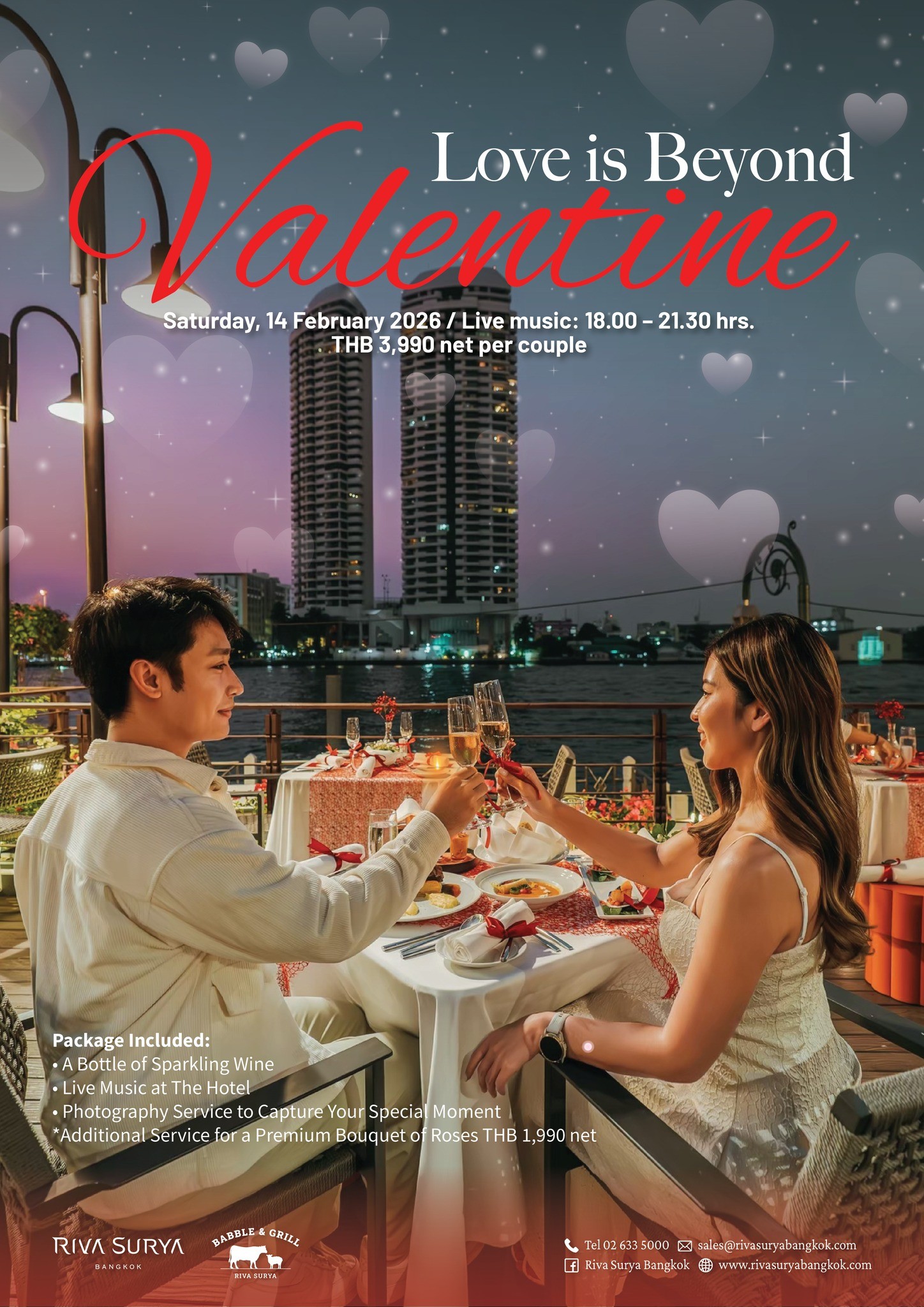 Babble and Grill at Riva Surya Bangkok (14 Feb) Valentine’s: Love Is Beyond for 2 People 